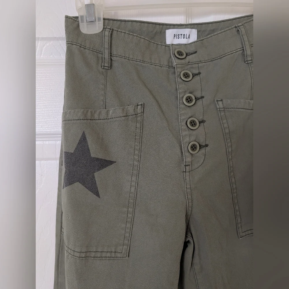 Pistola Tammy High Waisted Straight Leg Pants, Royal Honor Cotton Size 24 - Picture 10 of 16